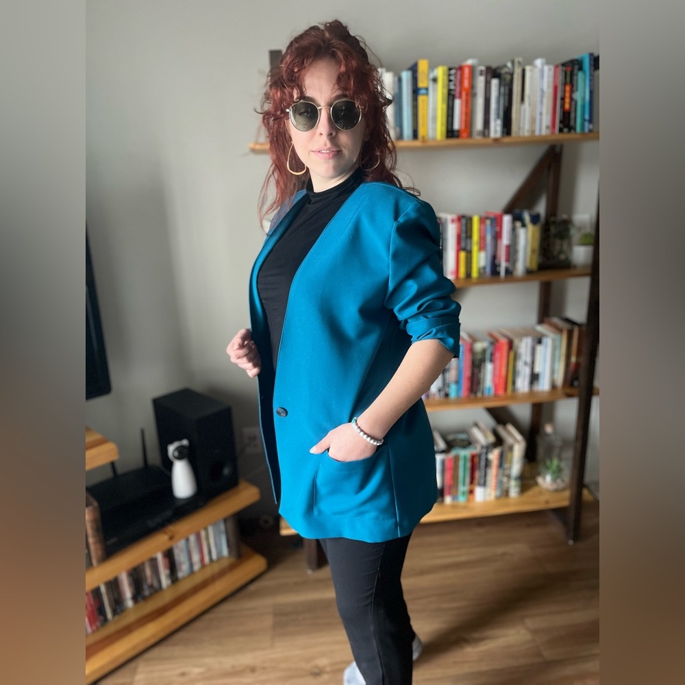 Vintage teal blue blazer - Picture 3 of 7